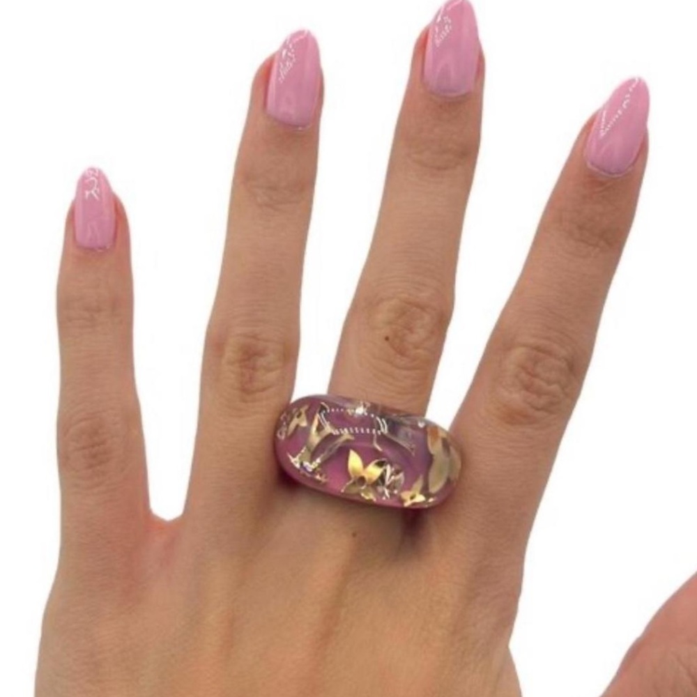 Vintage Louis Vuitton Inclusion chunky ring light pink and gold ring